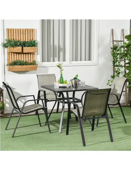Outsunny Four-Piece Stacking Rattan Garden Seat Set - Mixed Grey