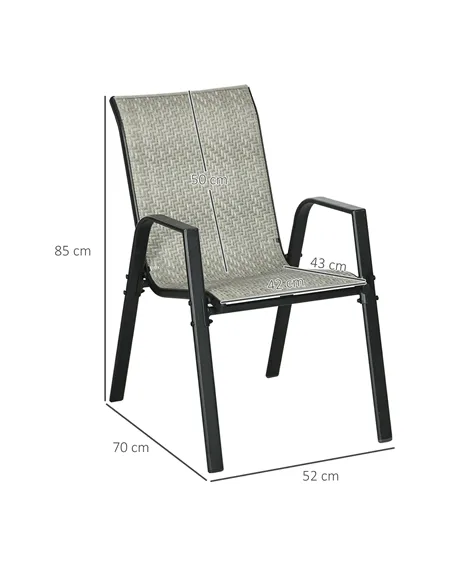 Outsunny Four-Piece Stacking Rattan Garden Seat Set - Mixed Grey