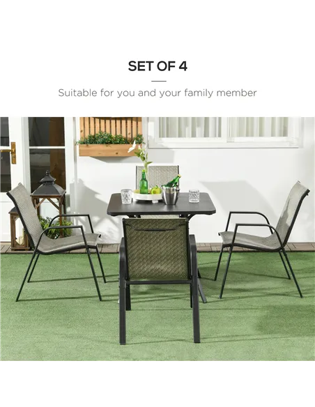 Outsunny Four-Piece Stacking Rattan Garden Seat Set - Mixed Grey