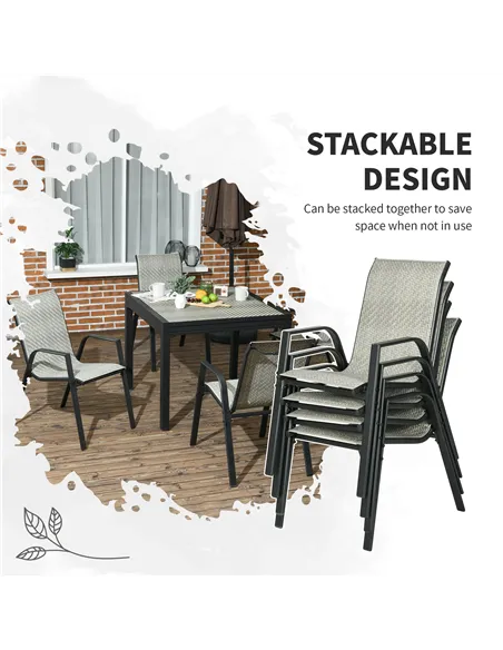 Outsunny Four-Piece Stacking Rattan Garden Seat Set - Mixed Grey