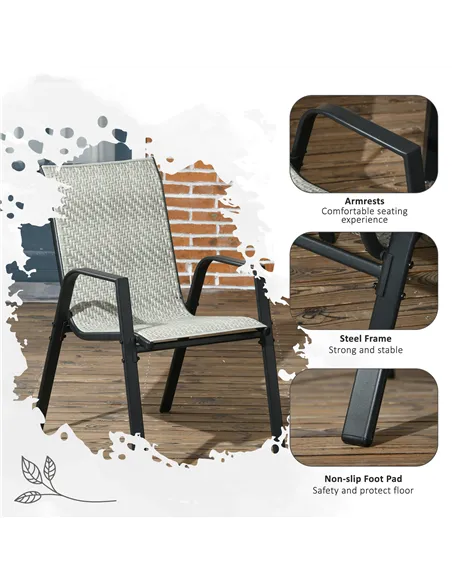 Outsunny Four-Piece Stacking Rattan Garden Seat Set - Mixed Grey