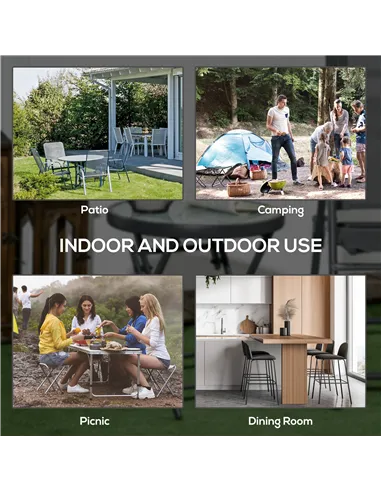 Outsunny Φ45cm Garden Side Table, Outdoor Round Folding Patio Table with Imitation Marble Glass Top, Small Coffee Table, White