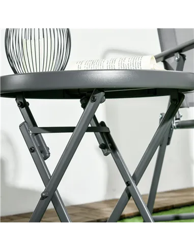 Outsunny Φ45cm Garden Side Table, Outdoor Round Folding Patio Table with Imitation Marble Glass Top, Small Coffee Table, White