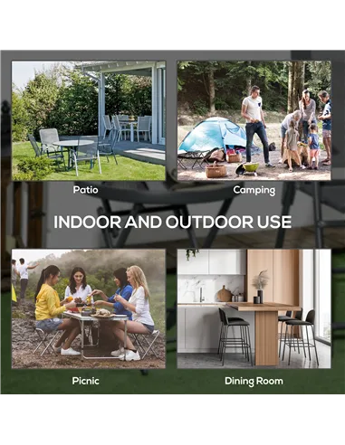 Outsunny Φ45cm Garden Side Table, Outdoor Round Folding Patio Table with Imitation Marble Glass Top, Small Coffee Table, Black