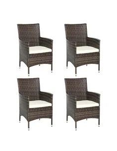Outsunny 4 PC Rattan Chair Set, Patio Sofa Chairs Set, Cushioned Outdoor Rattan Furniture