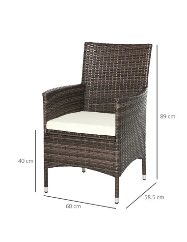 Outsunny 4 PC Rattan Chair Set, Patio Sofa Chairs Set, Cushioned Outdoor Rattan Furniture