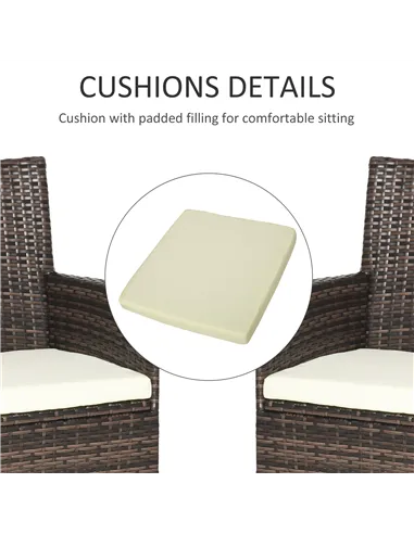 Outsunny 4 PC Rattan Chair Set, Patio Sofa Chairs Set, Cushioned Outdoor Rattan Furniture