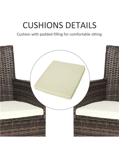Outsunny 4 PC Rattan Chair Set, Patio Sofa Chairs Set, Cushioned Outdoor Rattan Furniture