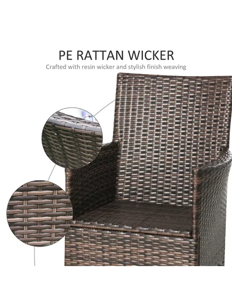 Outsunny 4 PC Rattan Chair Set, Patio Sofa Chairs Set, Cushioned Outdoor Rattan Furniture