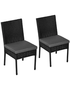 Outsunny Set of Two Armless Rattan Garden Chairs - Black