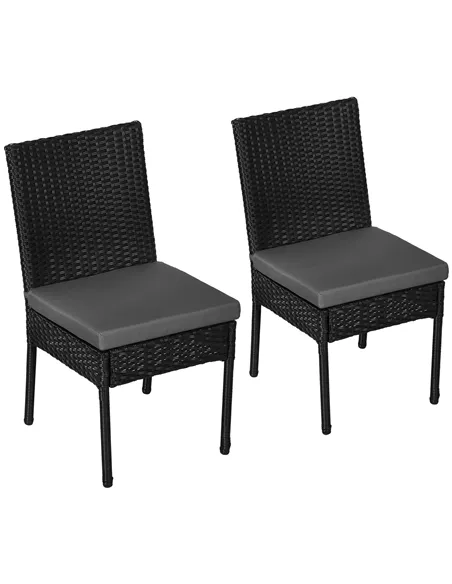 Outsunny Set of Two Armless Rattan Garden Chairs - Black