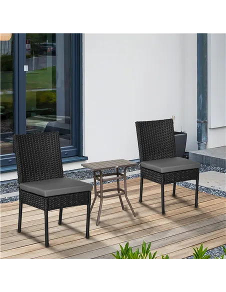 Outsunny Set of Two Armless Rattan Garden Chairs - Black