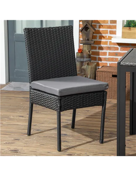 Outsunny Set of Two Armless Rattan Garden Chairs - Black