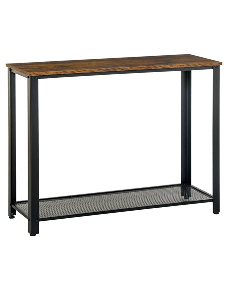 HOMCOM Industrial Console Table，Entryway Table w/Bottom Mesh Shelf Metal Frame Vintage Sofa Table for Hallway, Living Room, Rust