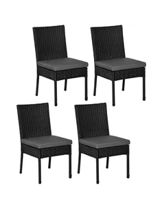 Outsunny Set of Four Armless Rattan Garden Chairs - Black
