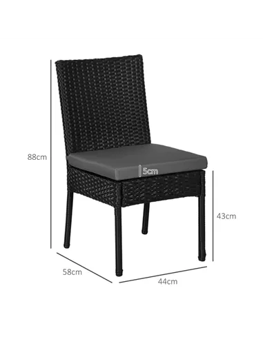 Outsunny Set of Four Armless Rattan Garden Chairs - Black