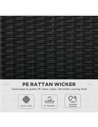 Outsunny Set of Four Armless Rattan Garden Chairs - Black