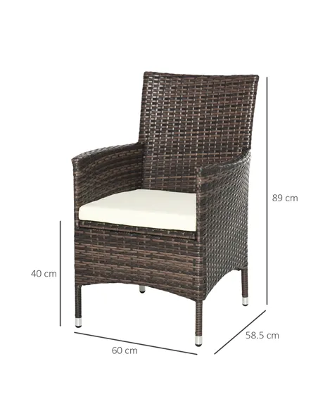 Outsunny 4 PC Rattan Chair Set, Patio Sofa Chairs Set, Cushioned Outdoor Rattan Furniture