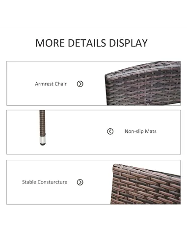 Outsunny 4 PC Rattan Chair Set, Patio Sofa Chairs Set, Cushioned Outdoor Rattan Furniture