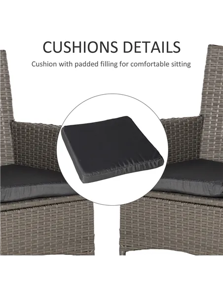 Outsunny Set of Four Rattan Armchairs, with Cushions - Grey