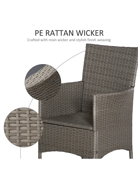 Outsunny Set of Four Rattan Armchairs, with Cushions - Grey