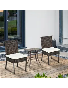 Outsunny Set of Two Armless Rattan Garden Chairs - Brown 2