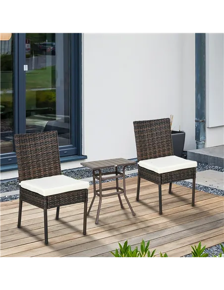 Outsunny Set of Two Armless Rattan Garden Chairs - Brown