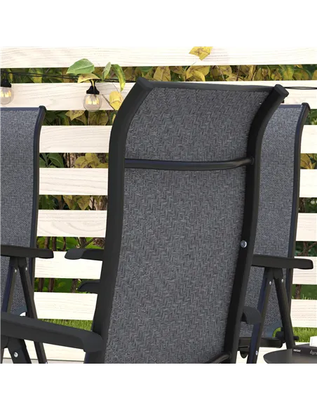 Outsunny Set of Four Folding Garden Chairs, with Seven-Position Adjustable Backs, Grey