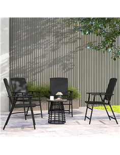 Outsunny Set of Four Folding Rattan Seat Chairs - Black 2