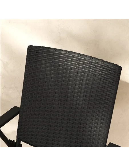 Outsunny Set of Four Folding Rattan Seat Chairs - Black