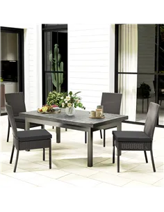 Outsunny Set of Four Armless Rattan Garden Chairs - Dark Grey 2