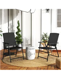 Outsunny Set of Two Folding Rattan Seat Chairs - Black 2