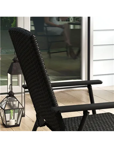 Outsunny Set of Two Folding Rattan Seat Chairs - Black