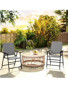 Outsunny Set of Two Folding Rattan Seat Chairs - Grey 2