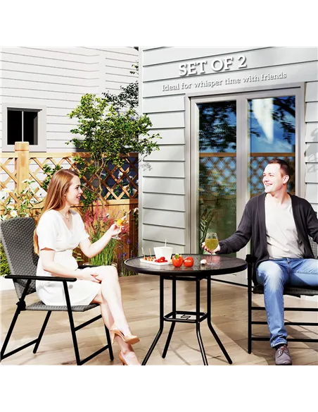 Outsunny Set of Two Folding Rattan Seat Chairs - Grey