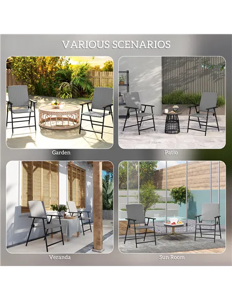 Outsunny Set of Two Folding Rattan Seat Chairs - Grey