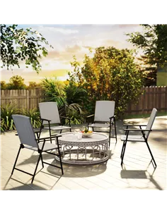 Outsunny Set of Four Folding Rattan Seat Chairs - Grey 2