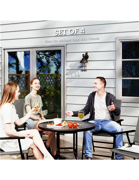 Outsunny Set of Four Folding Rattan Seat Chairs - Grey