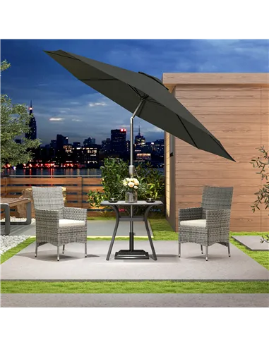 Outsunny 2 Pieces Rattan Garden Chairs Dining Chair Set with Cushion, Mixed Grey