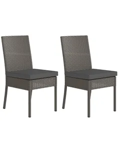 Outsunny Set of Two Armless Rattan Garden Chairs - Dark Grey