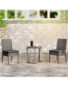 Outsunny Set of Two Armless Rattan Garden Chairs - Dark Grey 2