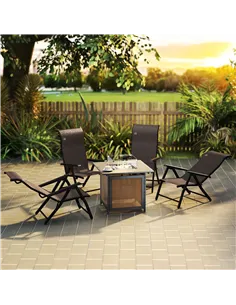 Outsunny Set of Four Folding Garden Chairs, with Seven-Position Adjustable Backs, Dark Brown 2