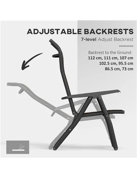Outsunny Set of Four Folding Garden Chairs, with Seven-Position Adjustable Backs, Dark Brown