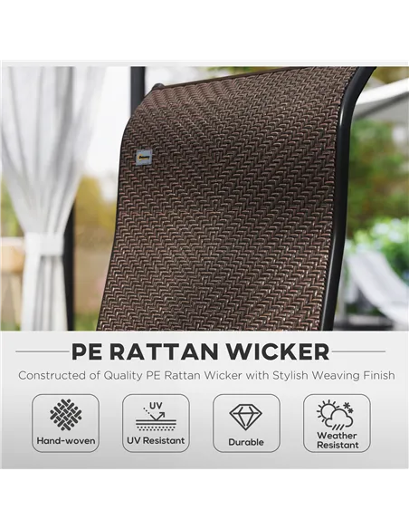 Outsunny Set of Four Folding Garden Chairs, with Seven-Position Adjustable Backs, Dark Brown