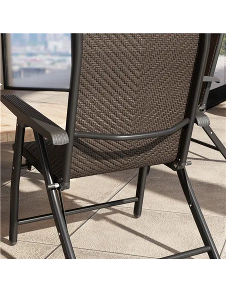 Outsunny Set of Four Folding Garden Chairs, with Seven-Position Adjustable Backs, Dark Brown
