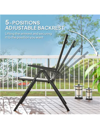 Outsunny Rattan Reclining Garden Chairs - Grey