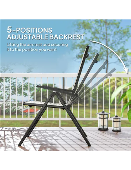 Outsunny Rattan Reclining Garden Chairs - Grey