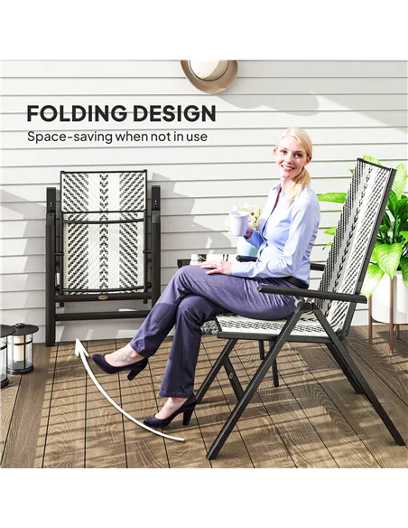 Outsunny Rattan Reclining Garden Chairs - Grey