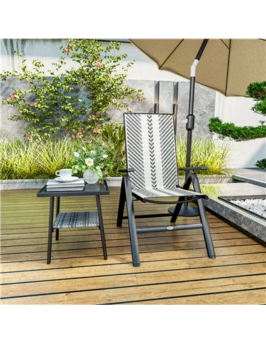 Outsunny Rattan Reclining Garden Chairs - Grey