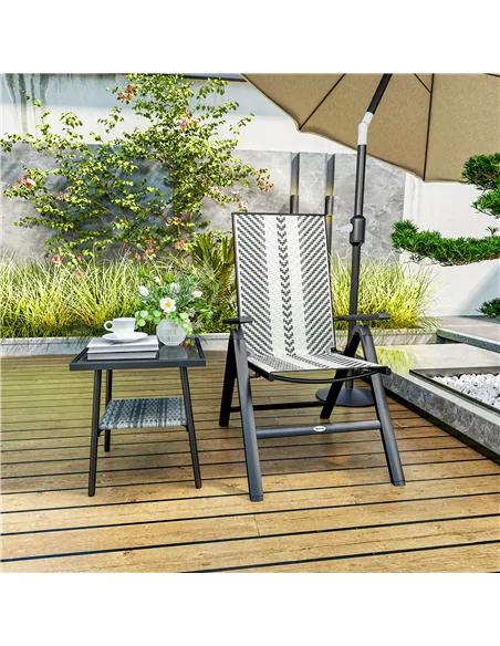 Outsunny Rattan Reclining Garden Chairs - Grey